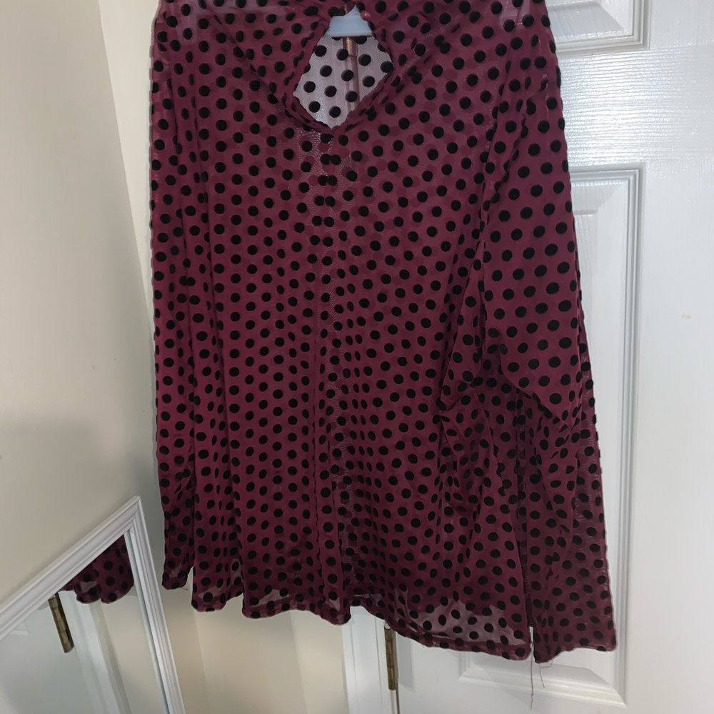 Lane bryant purple polka dot blouse
